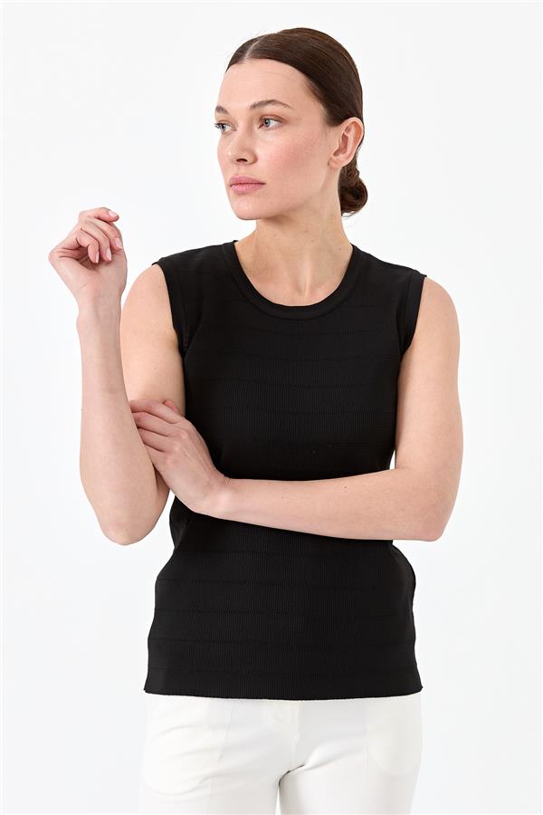 Womens Zero Collar Sleeveless Tank Top Black