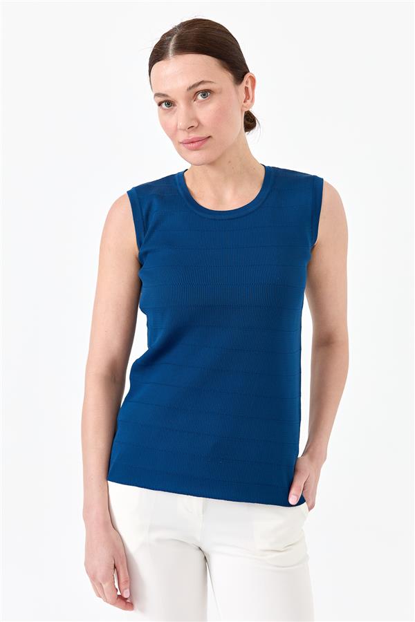 Womens Zero Collar Sleeveless Tank Top İndigo