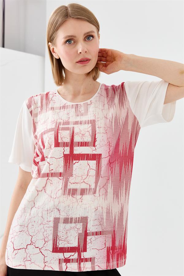 Женская хлопковая футболка с круглым вырезом и стразами цвета слоновой кости