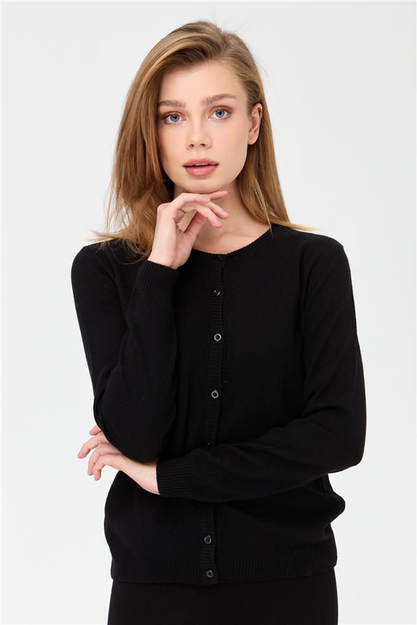 Женская трикотажная куртка с круглым вырезом Черный