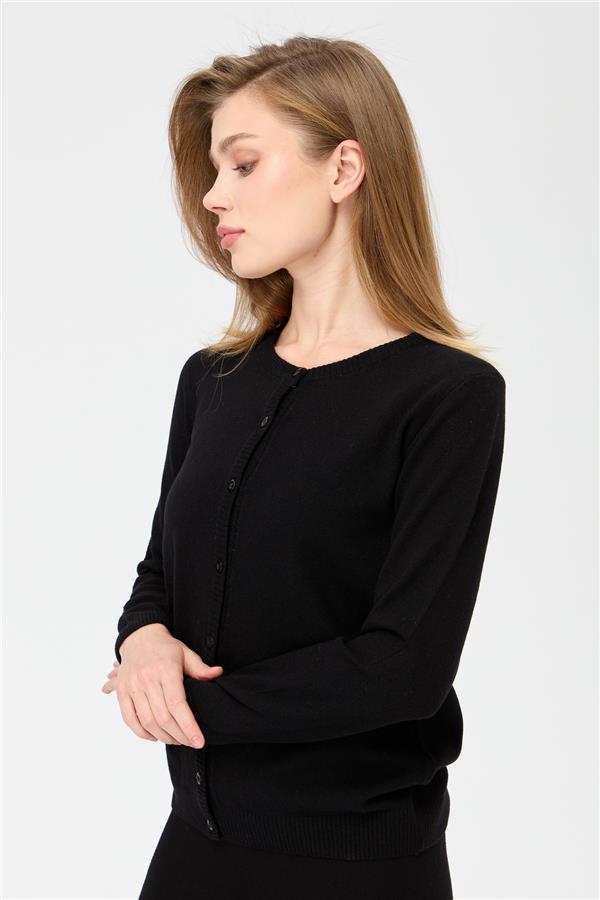 Женская трикотажная куртка с круглым вырезом Черный