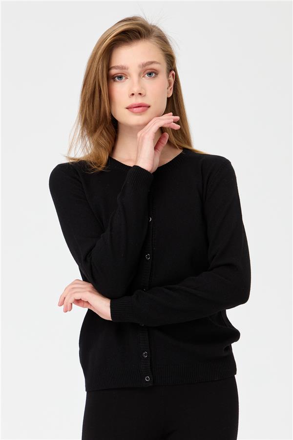 Женская трикотажная куртка с круглым вырезом Черный