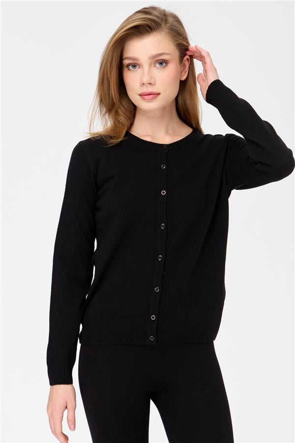Женская трикотажная куртка с круглым вырезом Черный