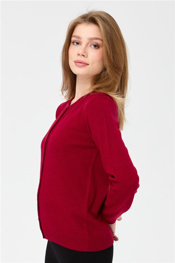 Женская трикотажная куртка с круглым вырезом Вишневая гниль