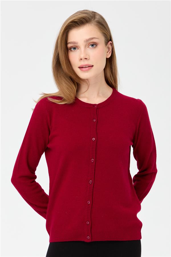 Женская трикотажная куртка с круглым вырезом Вишневая гниль