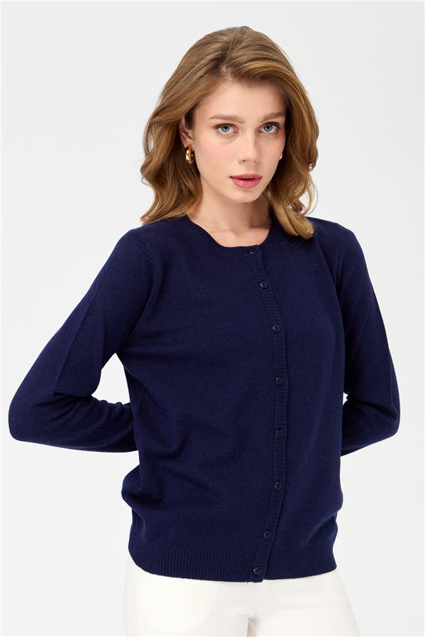 Женская трикотажная куртка с круглым вырезом Светло-темно-синий