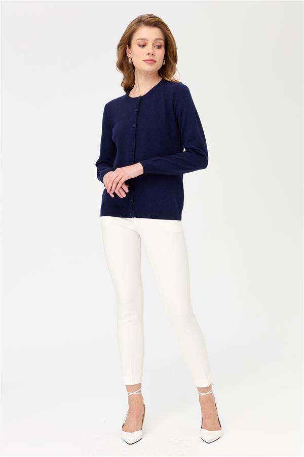 Женская трикотажная куртка с круглым вырезом Светло-темно-синий