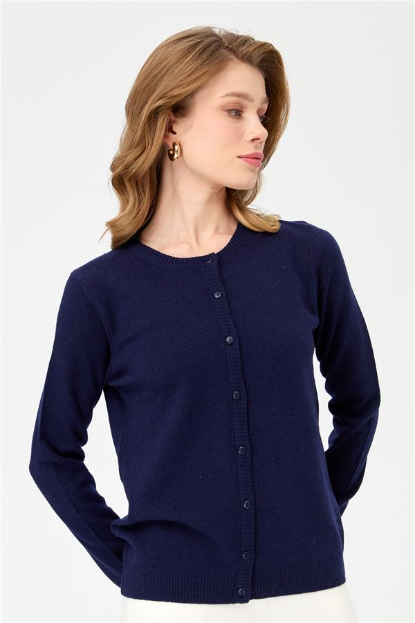 Женская трикотажная куртка с круглым вырезом Светло-темно-синий