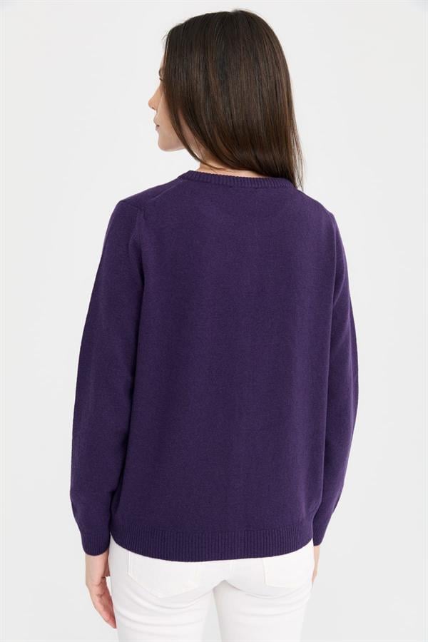 Kadın Sıfır Yaka Triko Ceket K.Mor