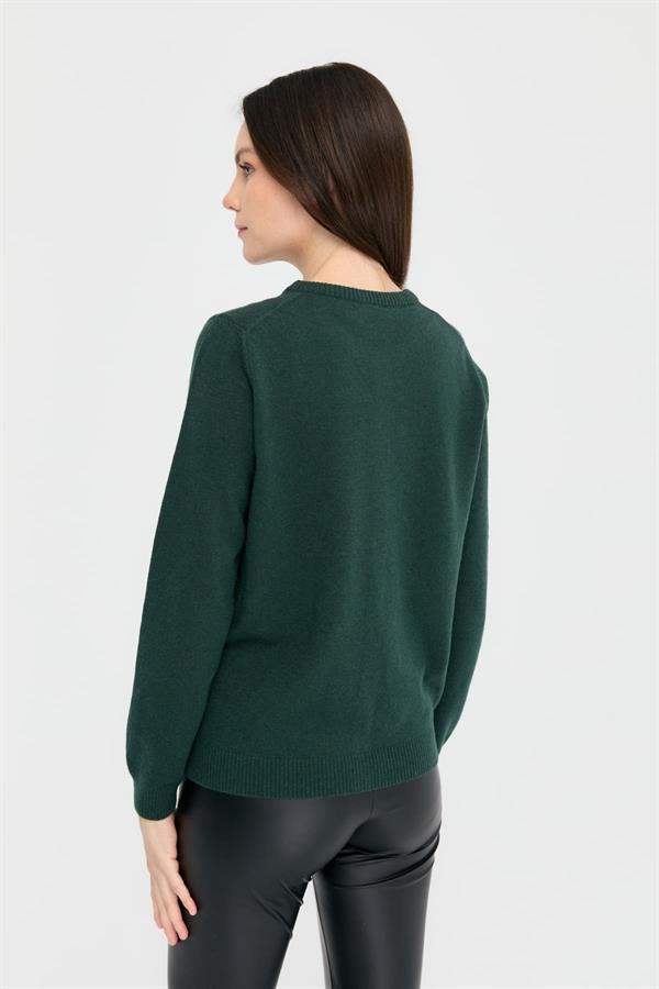 Kadın Sıfır Yaka Triko Ceket Yeşil