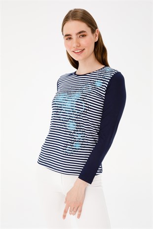 Женская блузка темно-синяя