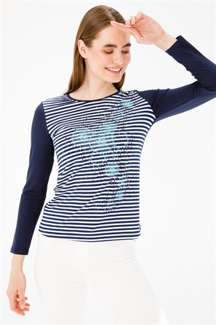 Женская блузка темно-синяя