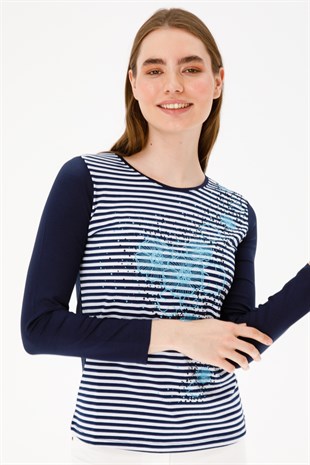 Женская блузка темно-синяя