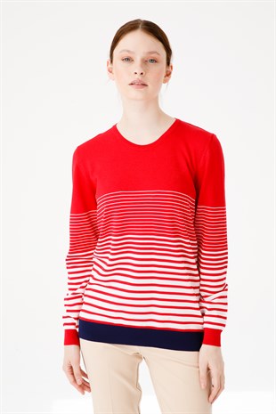 Женская полосатая блузка красная