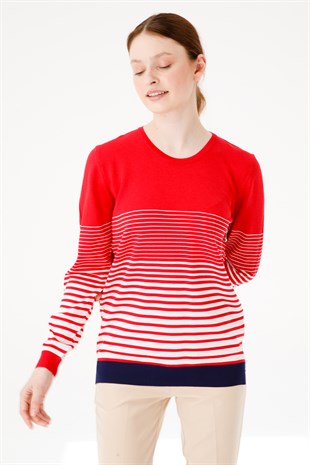 Женская полосатая блузка красная