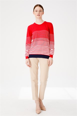 Женская полосатая блузка красная