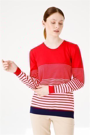 Женская полосатая блузка красная