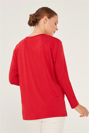 Женская трикотажная блузка красная