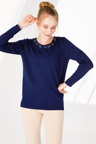 Womens Knitwear Sweater Navy Blue