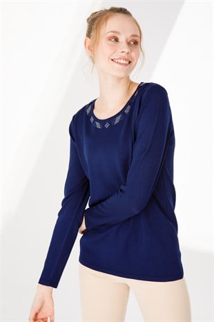 Womens Knitwear Sweater Navy Blue