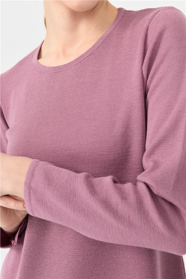 Kadın Sıfır Yaka Uzun Kollu Basic Yün Bluz G.Kurusu