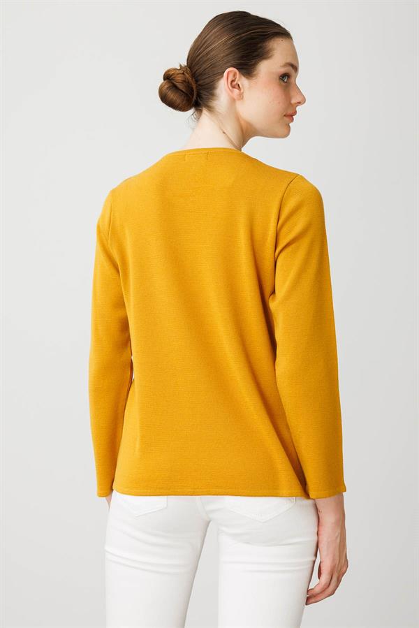 Kadın Sıfır Yaka Uzun Kollu Basic Yün Bluz K.Bal
