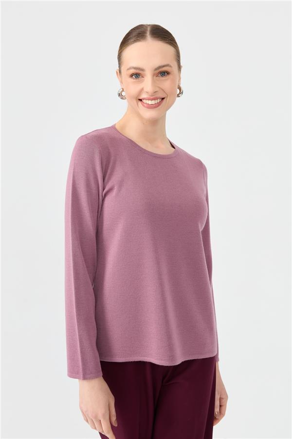 Kadın Sıfır Yaka Uzun Kollu Basic Yün Bluz G.Kurusu