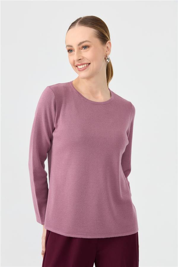 Kadın Sıfır Yaka Uzun Kollu Basic Yün Bluz G.Kurusu