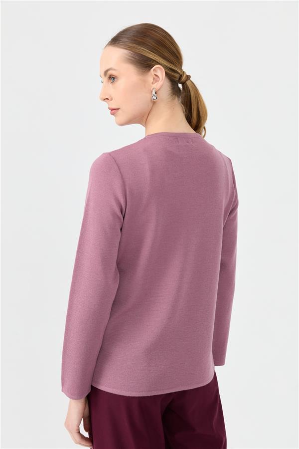 Kadın Sıfır Yaka Uzun Kollu Basic Yün Bluz G.Kurusu