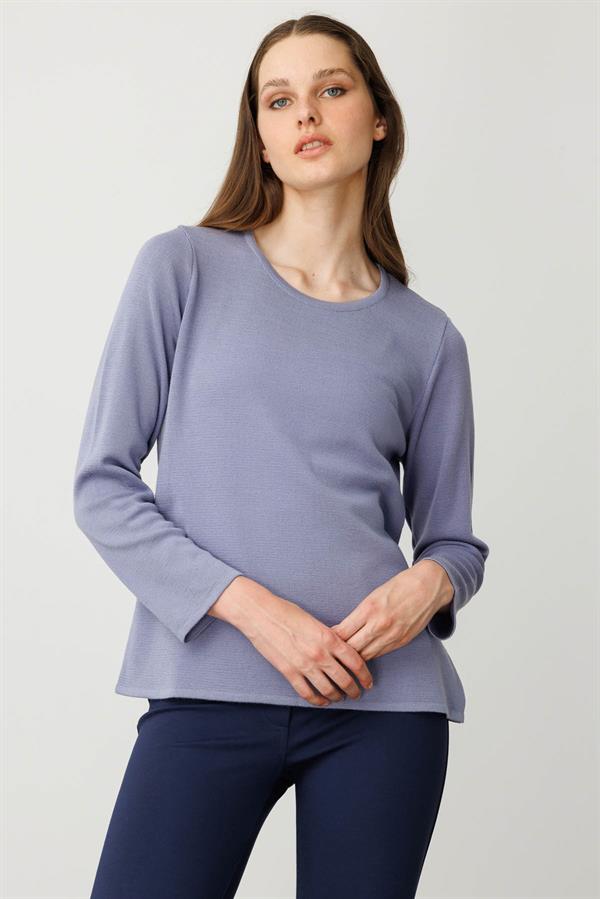 Kadın Sıfır Yaka Uzun Kollu Basic Yün Bluz A.Eflatun