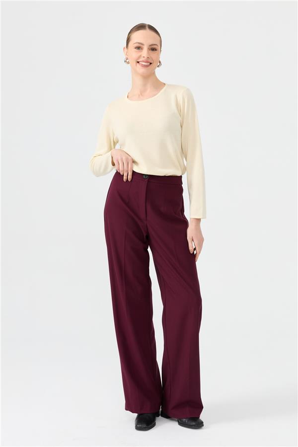 Kadın Sıfır Yaka Uzun Kollu Basic Yün Bluz Kemik