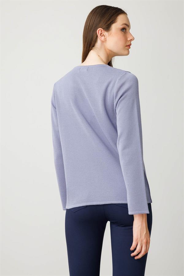 Kadın Sıfır Yaka Uzun Kollu Basic Yün Bluz A.Eflatun