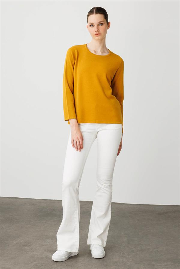 Kadın Sıfır Yaka Uzun Kollu Basic Yün Bluz K.Bal