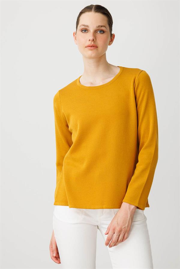 Kadın Sıfır Yaka Uzun Kollu Basic Yün Bluz K.Bal