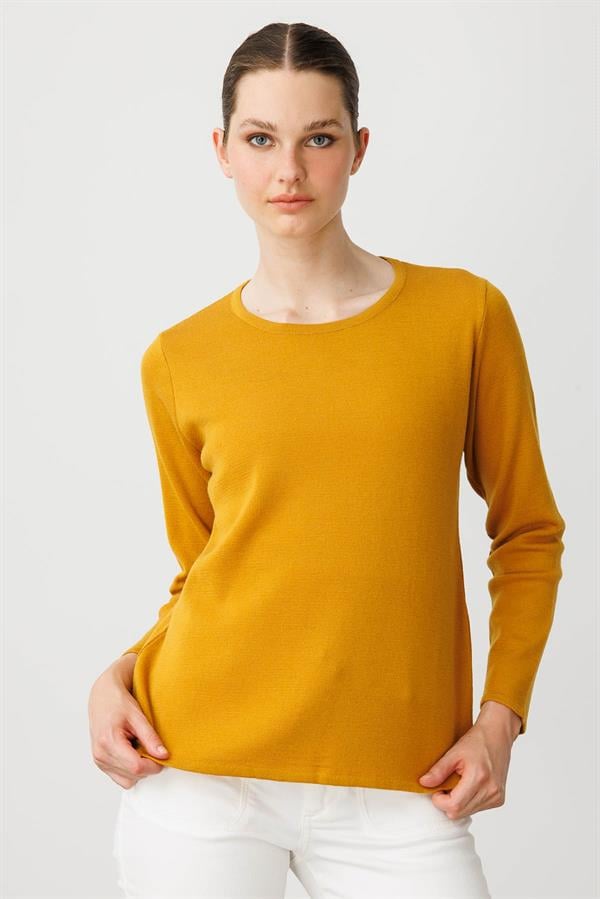 Kadın Sıfır Yaka Uzun Kollu Basic Yün Bluz K.Bal