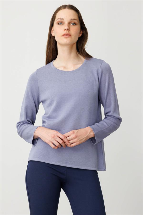 Kadın Sıfır Yaka Uzun Kollu Basic Yün Bluz A.Eflatun