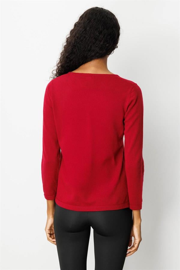 Kadın Sıfır Yaka Yaka Kenarı İşlemeli Yün Bluz V.Çürüğü