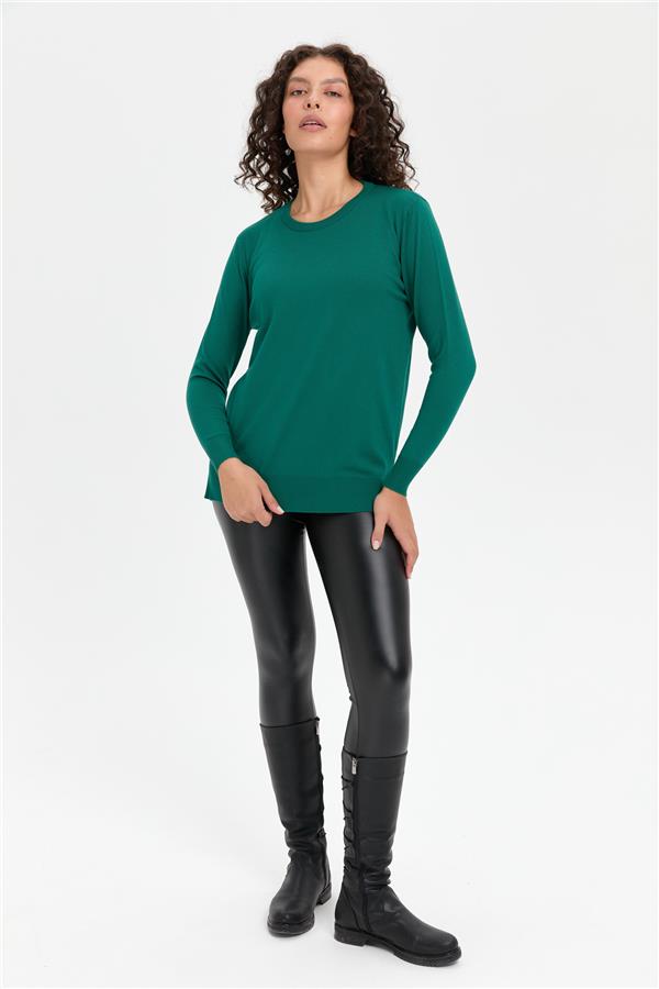 Kadın Sıfır Yaka Yanı Yırtmaçlı Kazak Ö.Başı