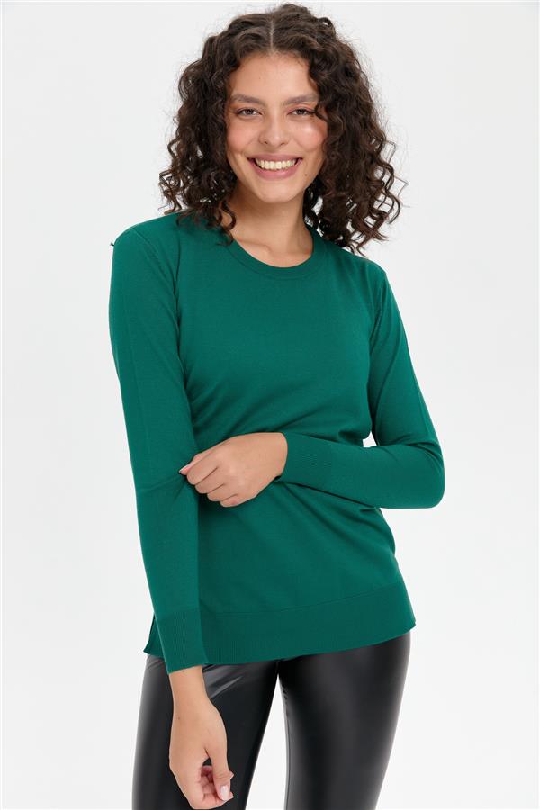 Kadın Sıfır Yaka Yanı Yırtmaçlı Kazak Ö.Başı