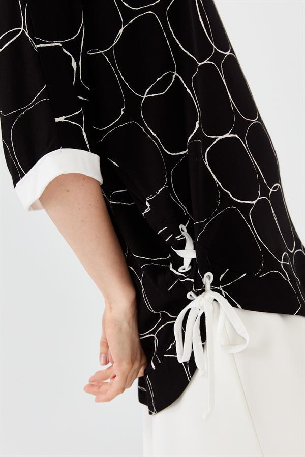 Womens Crew Neck Combed T-shirt with Black/Ecru