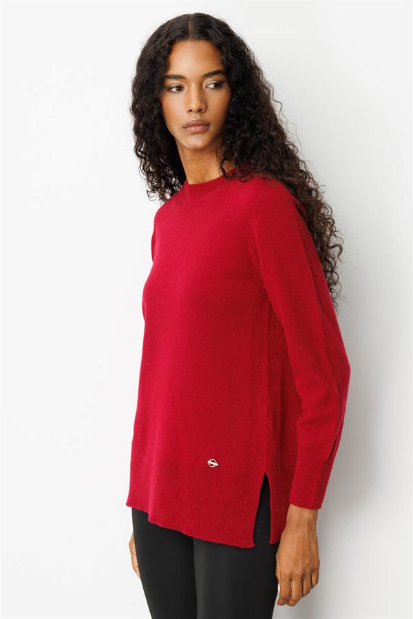 Kadın Sıfır Yaka Yanı Yırtmaçlı Yün Bluz V.Çürüğü