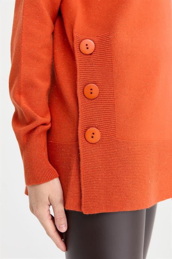 Kadın Tam Balıkçı Yaka Dikişsiz Kazak Portakal