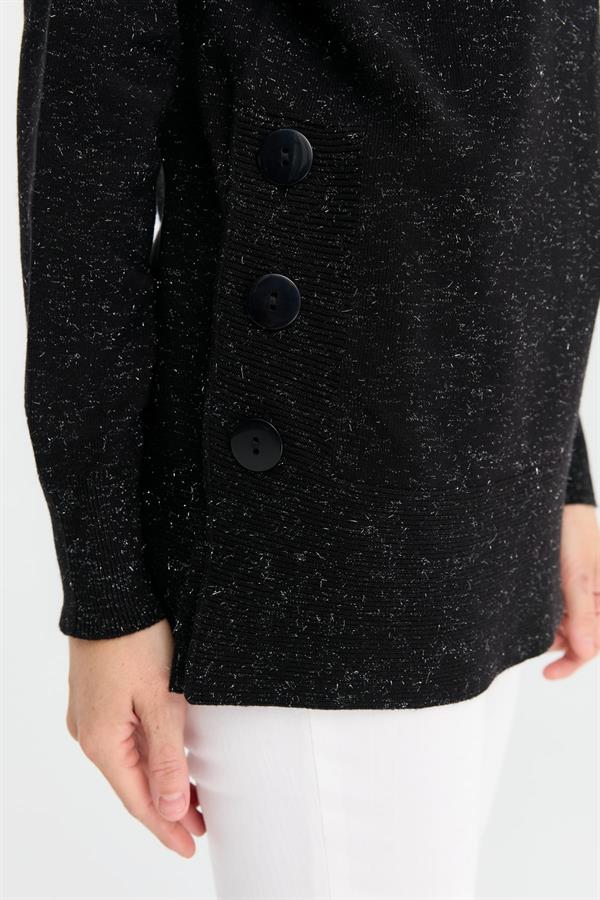 Kadın Tam Balıkçı Yaka Dikişsiz Kazak Siyah