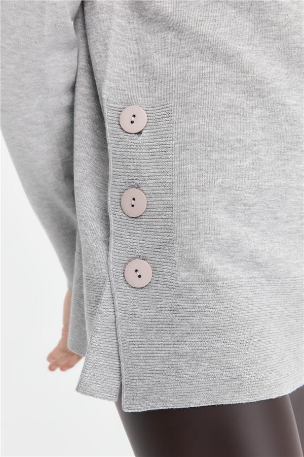 Kadın Tam Balıkçı Yaka Dikişsiz Kazak Gri