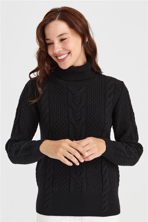 Женский вязаный шерстяной свитер с высоким воротником и высоким воротником