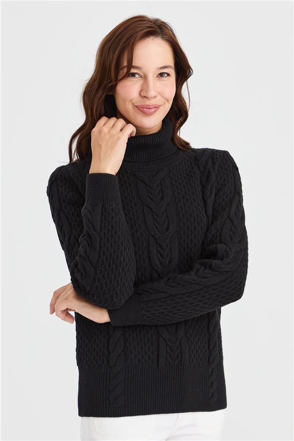 Женский вязаный шерстяной свитер с высоким воротником и высоким воротником