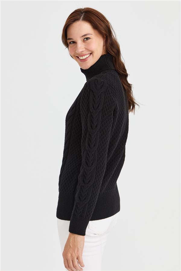 Женский вязаный шерстяной свитер с высоким воротником и высоким воротником