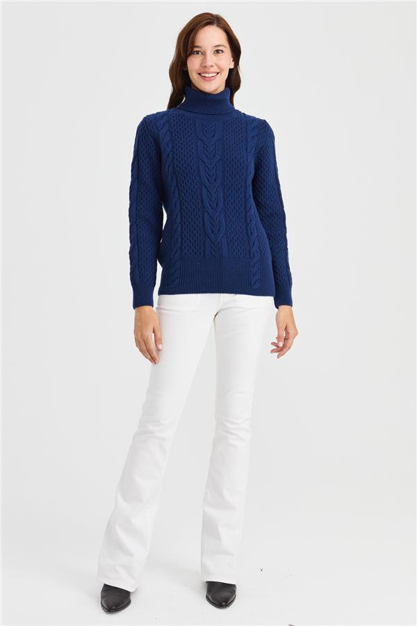 Женский вязаный шерстяной свитер с высоким воротником и высоким воротником