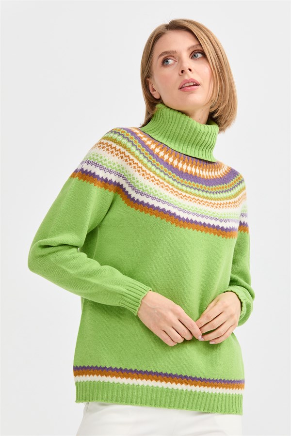 Женская шерстяная водолазка Светло-сливово-зеленый