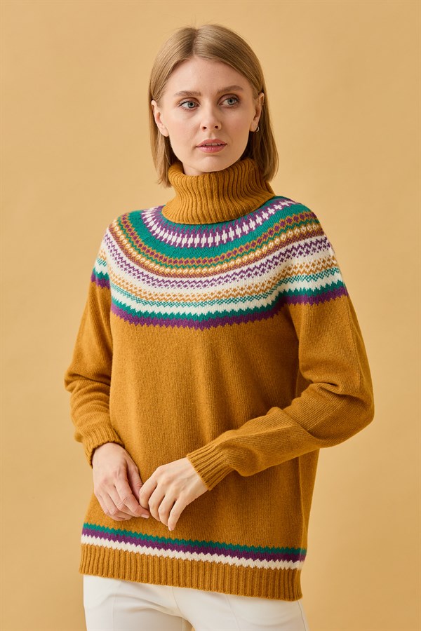 Женская шерстяная водолазка Горчица